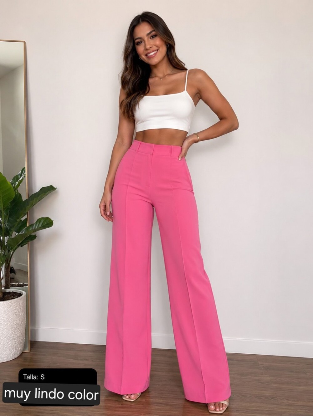 Fashion Nova High-Waist Wide-Leg Hot Pink Pants